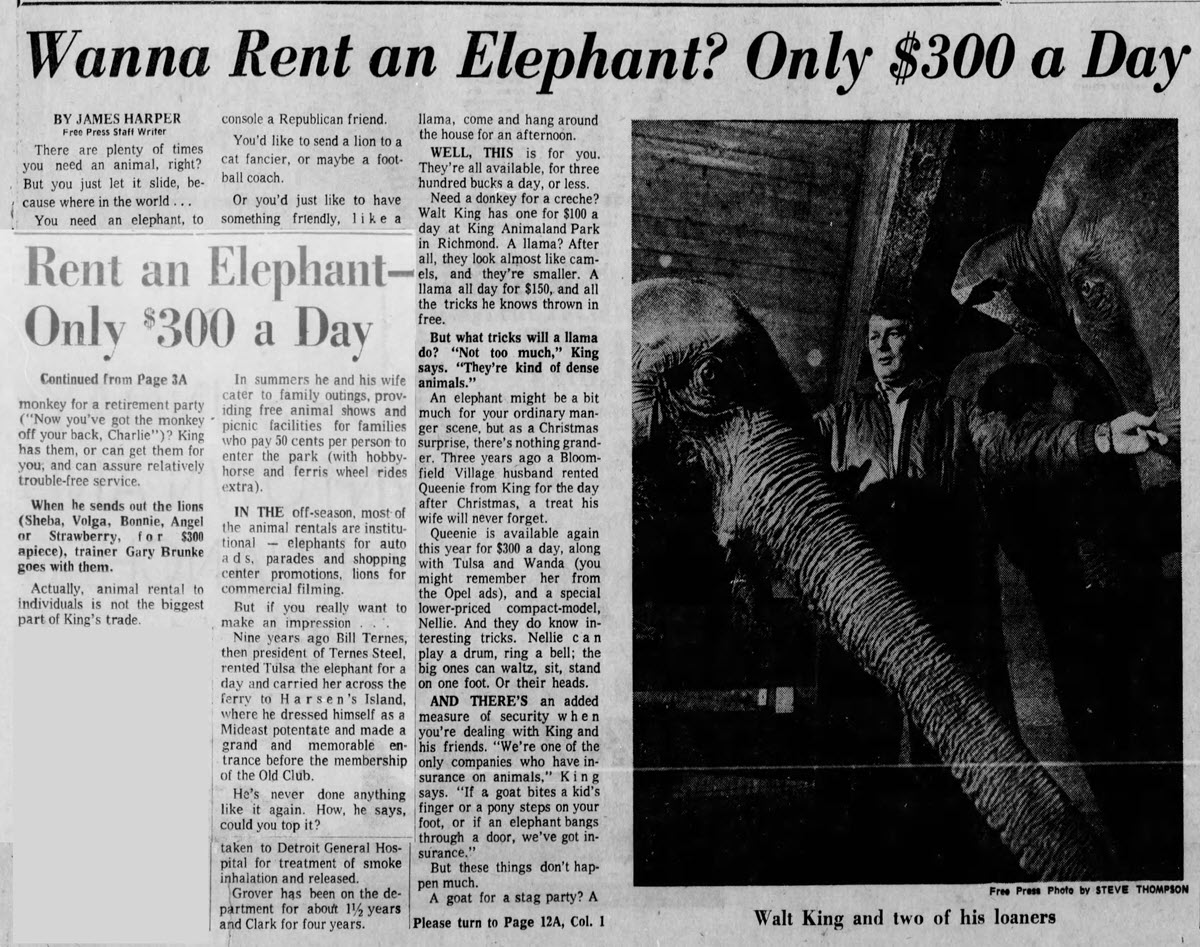 Kings Animaland Park - Article On Walt King Dec 9 1973